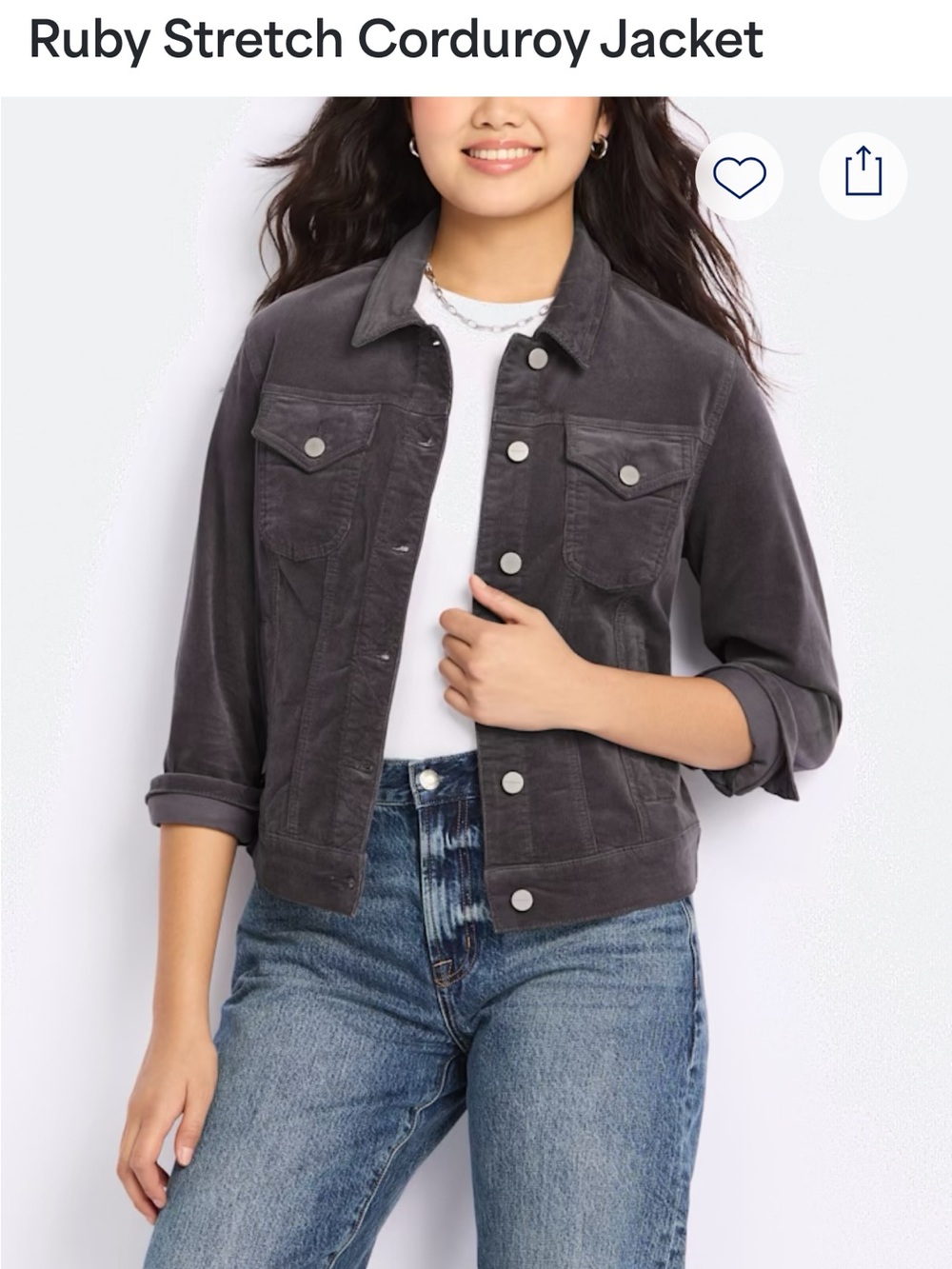 Stretch Corduroy Jacket in Charcoal Prosperity XL